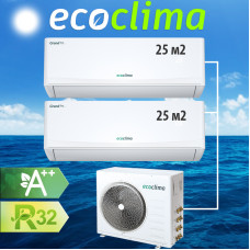 Мульти сплит-системы на 2 комнаты Мульти сплит-система на 2 комнаты Ecoclima CM2-TC18/4R2, CMWM-TC09/AA-4R2*2шт (50м2)