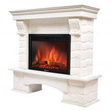 Портал Firelight Forte 25S камень белый, шпон белёный дуб Портал Firelight Forte 25S камень белый, шпон белёный дуб
