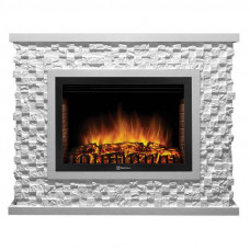 Портал Firelight Quadro 25 камень песчаник античный белый, белая эмаль Портал Firelight Quadro 25 камень песчаник античный белый, белая эмаль