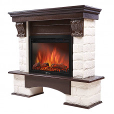 Портал Firelight Forte 25S камень белый, шпон темный дуб Портал Firelight Forte 25S камень белый, шпон темный дуб
