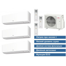 Кондиционер, мультисплит-система на 3 комнаты Fujitsu AOYG24KBTA3,ASYG09KMCC 3шт. (75 м2)